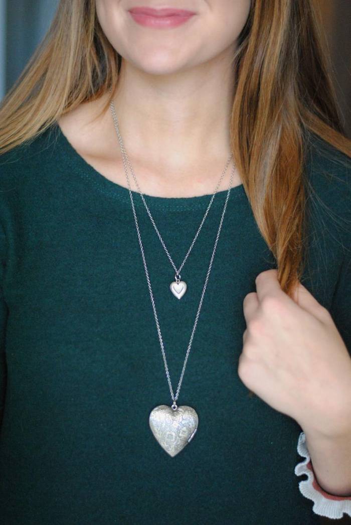 Tiny Silver Heart Locket with Initial - Image 3