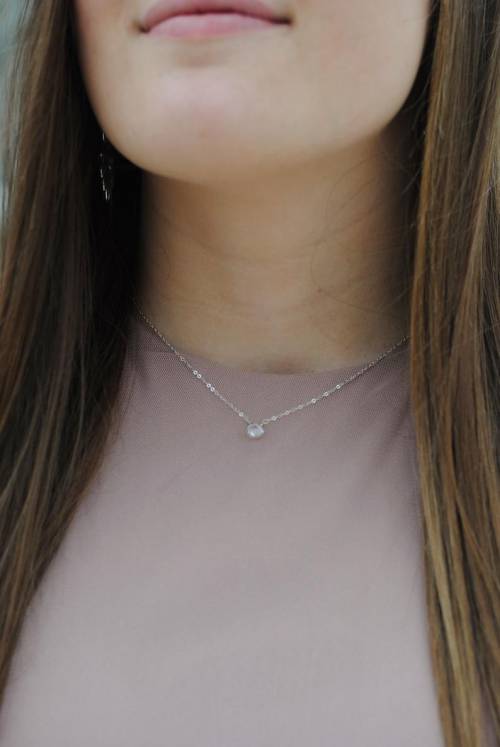 Dainty Gemstone Necklace in Crystal, Black Garnet or Mint Chrysoprace