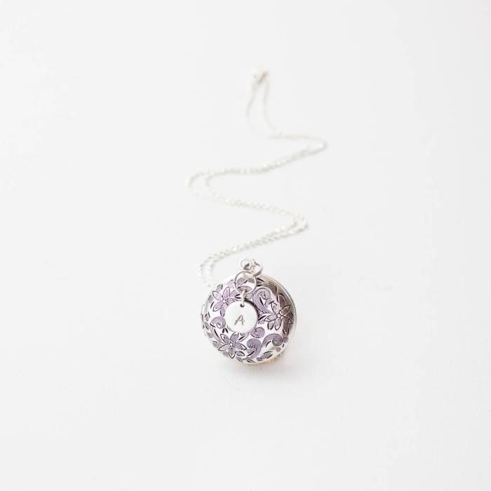 Vintage Floral Locket with Initial Heart or Disc - Image 6