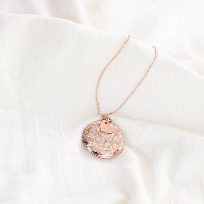 Vintage Floral Locket with Initial Heart or Disc - Image 9
