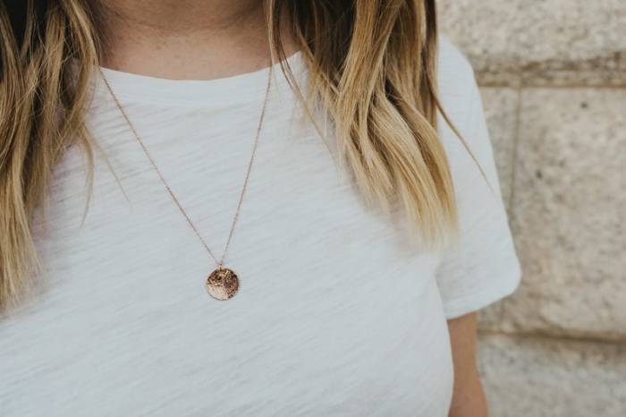 Large Hammered Disc Necklace - Image 2
