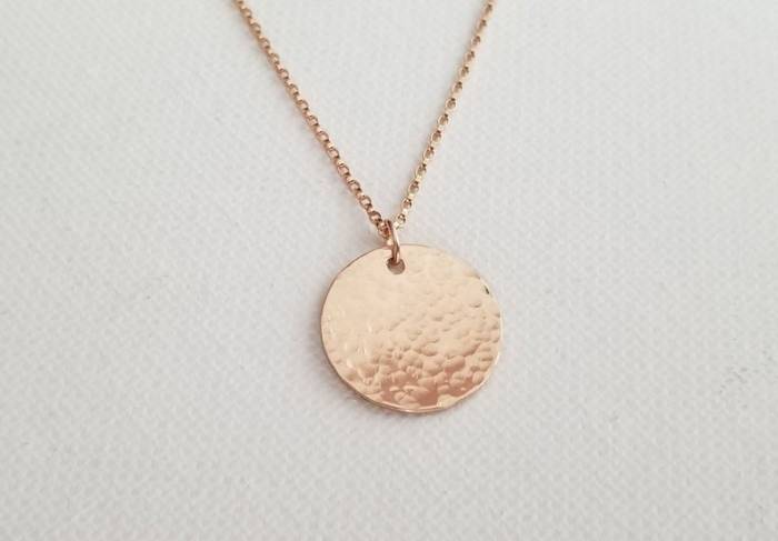 Large Hammered Disc Necklace - Image 4