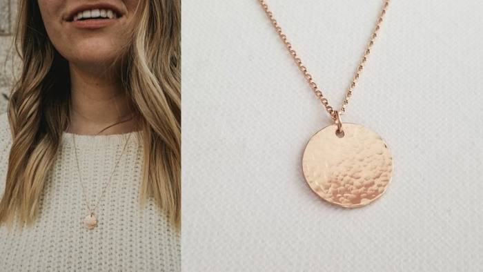 Large Hammered Disc Necklace - Image 5