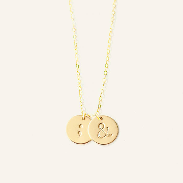 Ampersand and Project Semicolon 1/2" Necklace