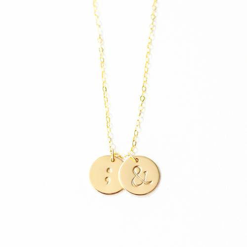 Semicolon and Ampersand Disc Necklace