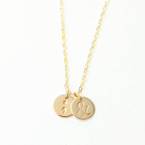 Semicolon and Ampersand Disc 9mm Necklace