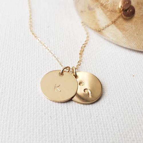 Semicolon and Initial Disc Necklace