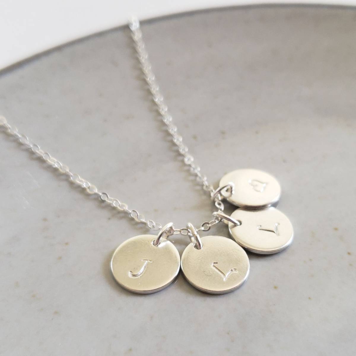 Disc Monogram Necklace - Sterling Silver & Gold Sterling Silver