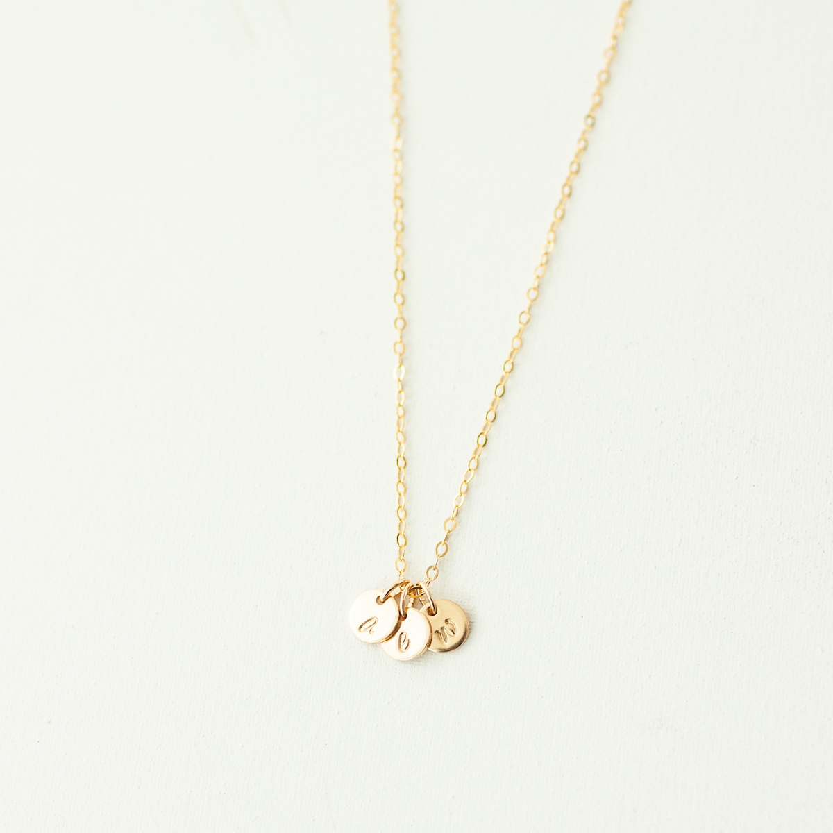 9ct Gold Mini Disc Initial Birthstone Necklace | Posh Totty Designs