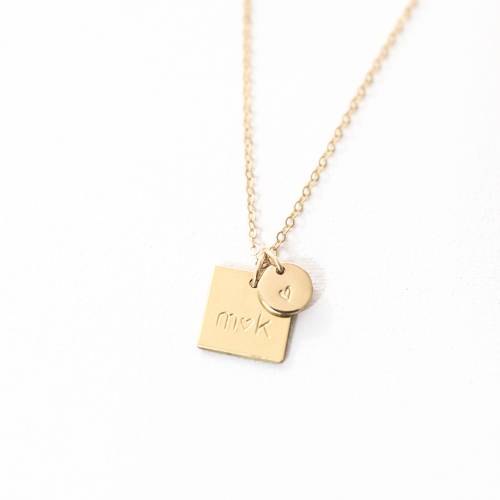 10mm Square Relationship and Heart Necklace