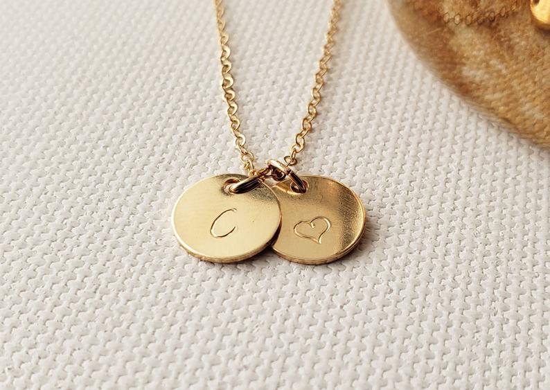 Mr /& Mrs Gold Discs Necklace Personalized Necklace Necklace Wedding Necklace Gold Anniversary Necklace Dainty Gold Necklace
