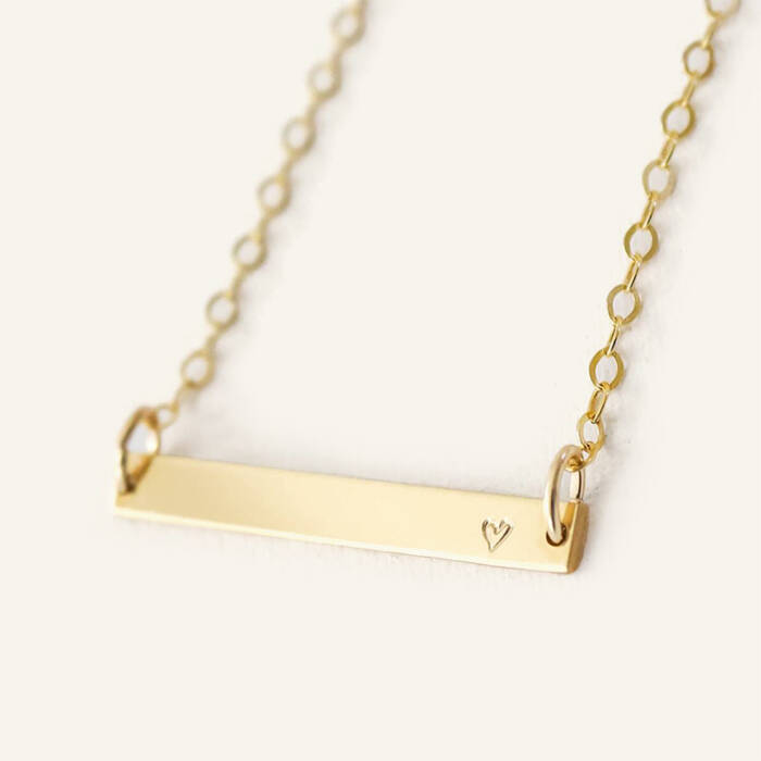 Tiny Heart, Tiny Star or Tiny Initial Bar Necklace