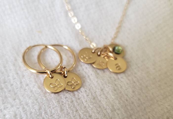 Mini Hoop and Emme Disc Earrings - Choose Your Stamp (20 Options) - Image 5