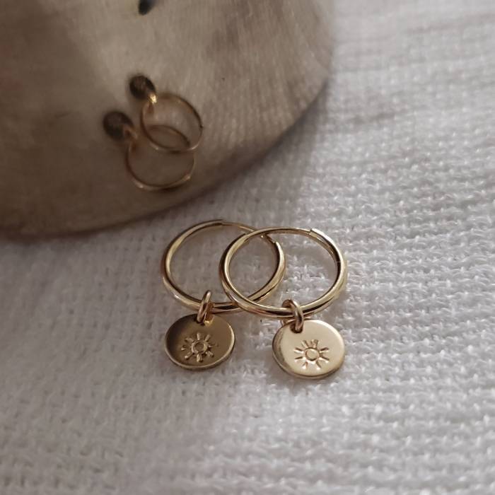 Mini Hoop and Emme Disc Earrings - Choose Your Stamp (20 Options) - Image 8