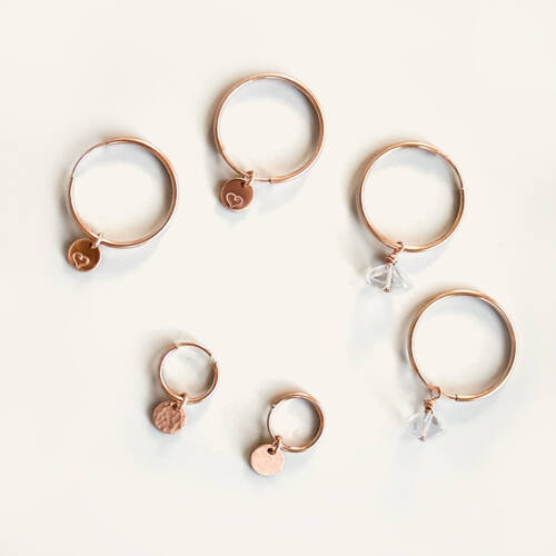 Mini Hoop and Emme Disc Earrings - Choose Your Stamp (20 Options)