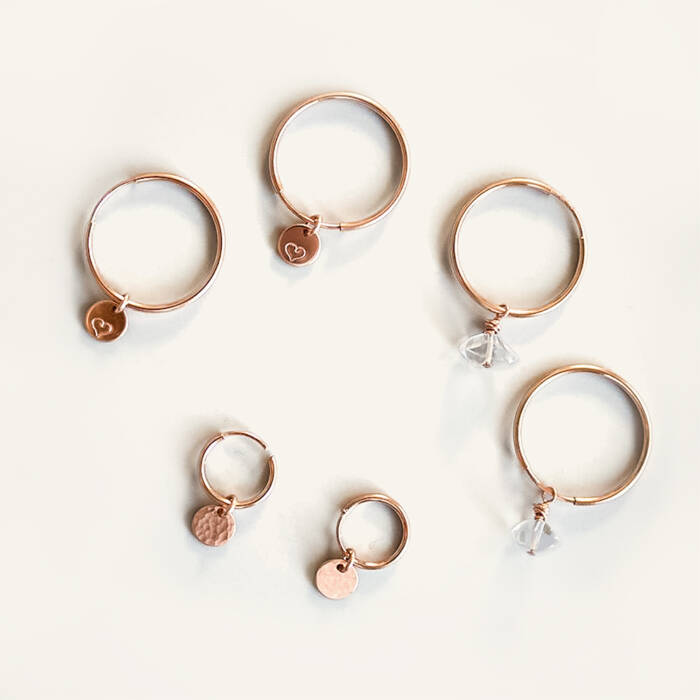 Mini Hoop and Emme Disc Earrings - Choose Your Stamp (20 Options)