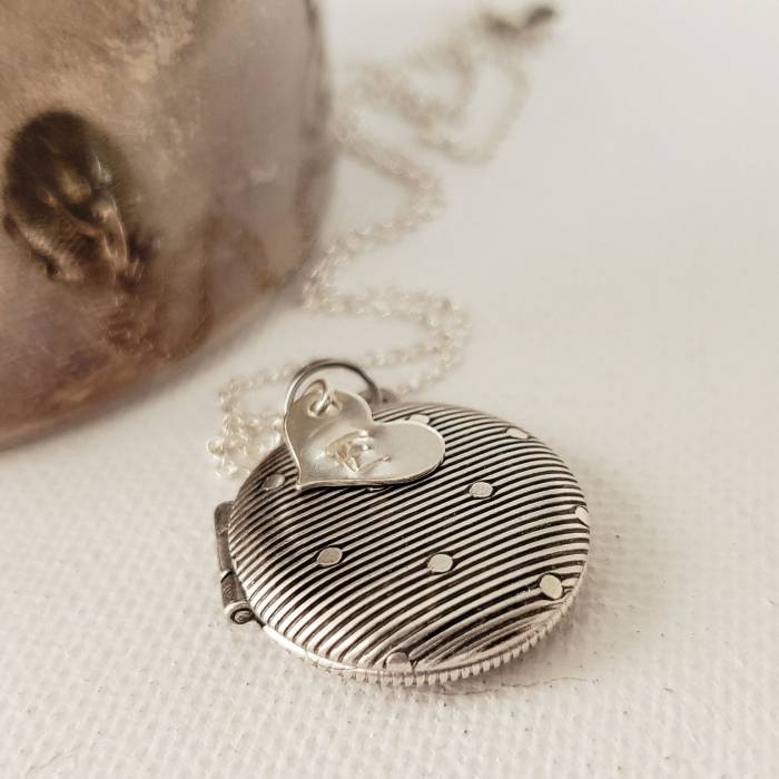 Little Dots Locket with Initial Heart or Disc - Image 7