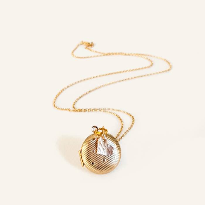 Little Dots Locket with Initial Heart or Disc