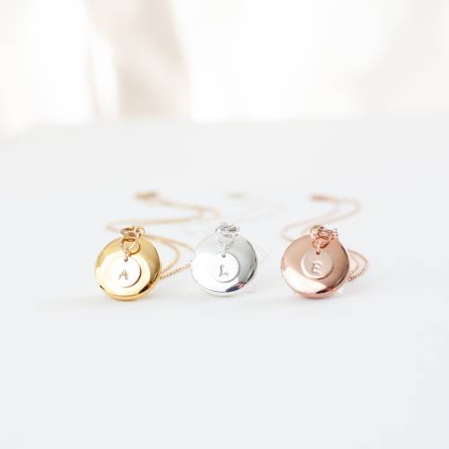 Silver, Rose Gold and Gold Locket with Initial - Choose 0-2 Photos