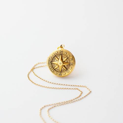 Custom Compass Photo Locket Necklace