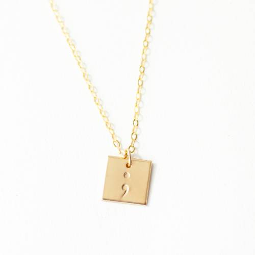 Semicolon 10mm Square Necklace - Add Additional Custom Squares