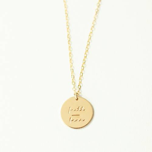 Faith Over Fear 5/8 inch (16mm) Disc Necklace - The Still Collection