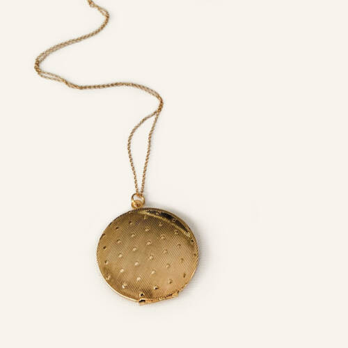 Large Dots Antique Silver or Gold Locket - Choose 0-2 Photos