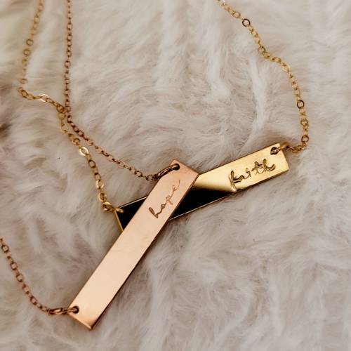 Hope or Faith Bar Necklace