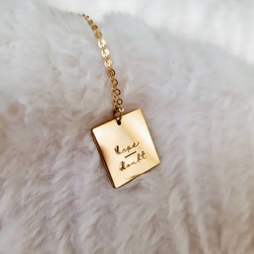 Hope Over Doubt 16mm Square Necklace - The Still Collection