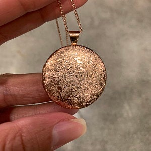 Floral Locket in Antique Silver, Gold, and Rose Gold - Choose 0-2 Photos photo review