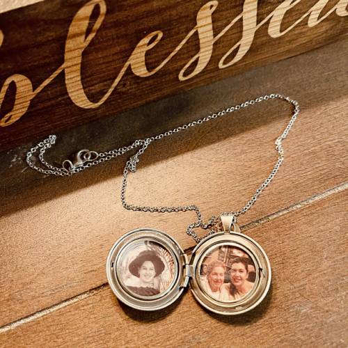 Floral Locket in Antique Silver and Rose Gold with Initial - Choose 0-2 Photos photo review