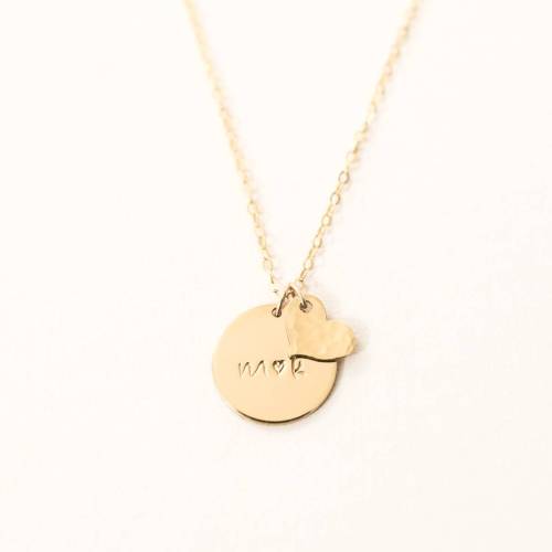 Relationship 16mm Disc and Heart Tag Necklace