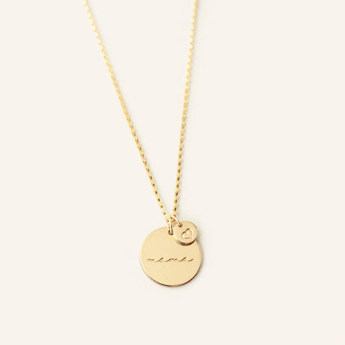 Cursive Mama 5/8" Disc and Custom 1/4" Disc Necklace
