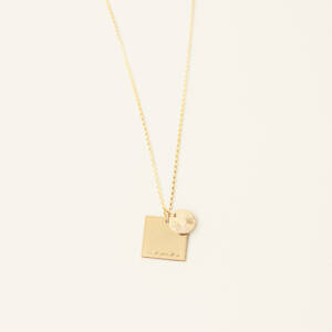 Cursive Mama 5/8″ Square and Custom Disc Necklace