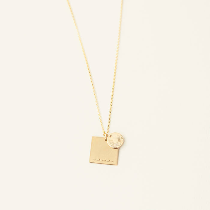 Cursive Mama 5/8" Square and Custom Disc Necklace