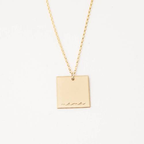 Mama Square Necklace in Cursive