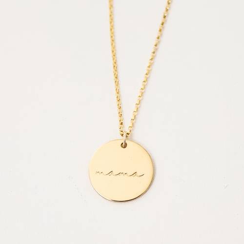 Mama Disc Necklace in Cursive