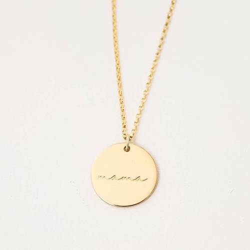 Mama Disc Necklace in Cursive