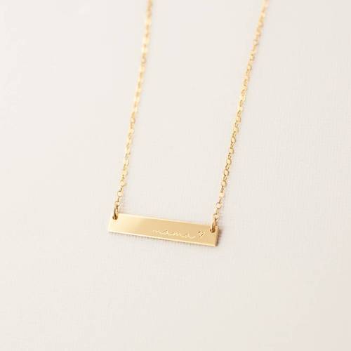 Cursive Mama Heart Bar Necklace