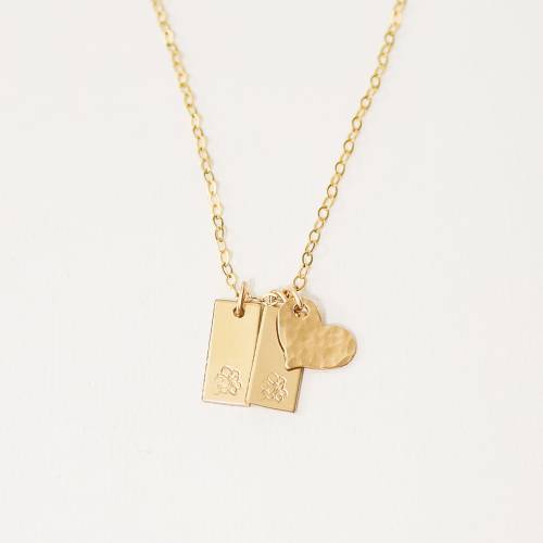 Birth Month and Tiny Heart Necklace - Add Bars