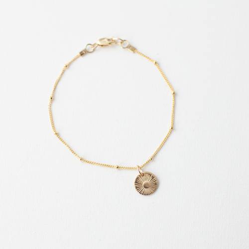 Satellite Chain Sunburst Bracelet - Choose Your Stamp, Initial or Birth Month Flower