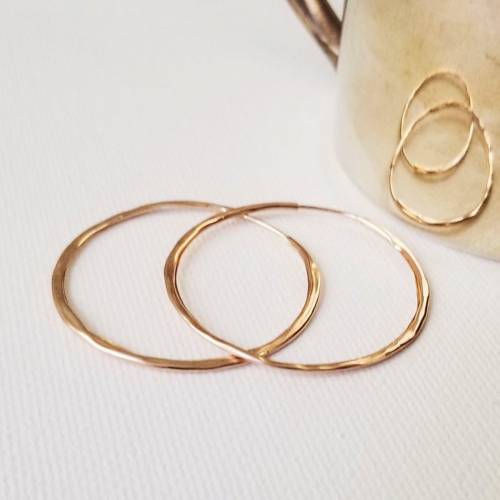 Hammered Gold, Rose Gold and Silver Live in Hoop Earrings - 20mm and 35mm