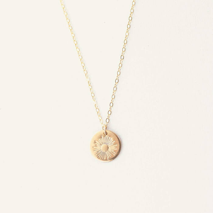 Sunburst Disc Necklace - 13mm (1/2) Disc