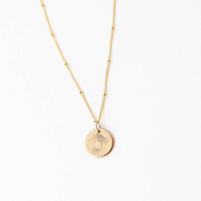 Sunburst Disc Necklace 13mm - On Satellite Chain - Image 9