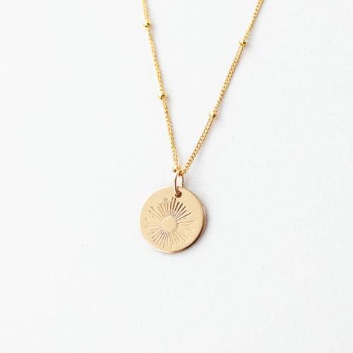 Sunburst Disc Necklace 13mm - On Satellite Chain