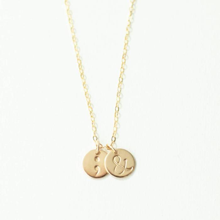 Semicolon and Ampersand Disc 9mm Necklace - Image 3