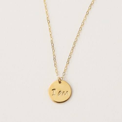 I am 13mm Disc Affirmation Necklace