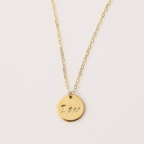 I am 13mm Disc Affirmation Necklace