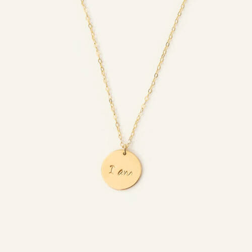 I am 16mm Disc Affirmation Necklace