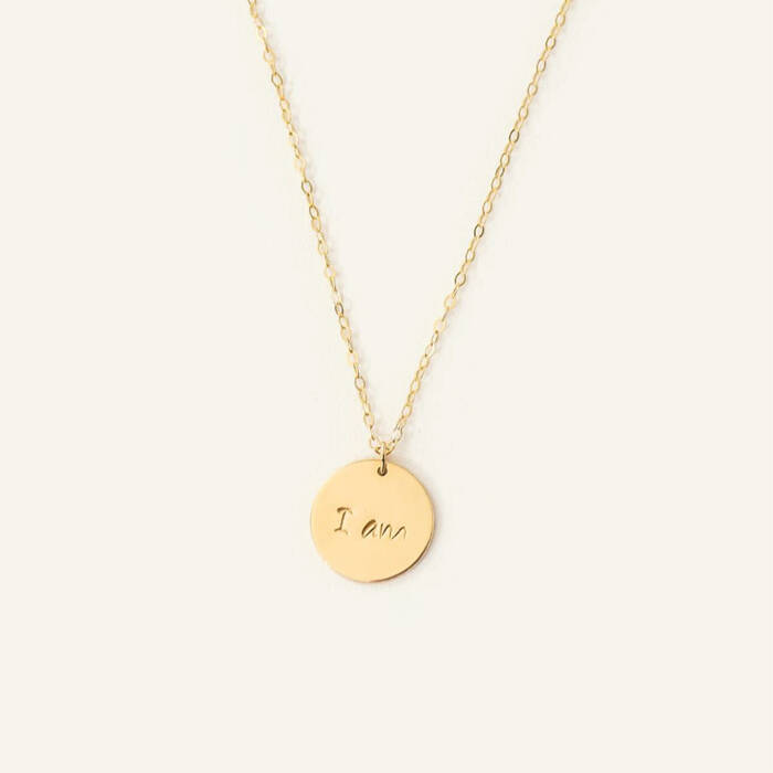 I am 16mm Disc Affirmation Necklace
